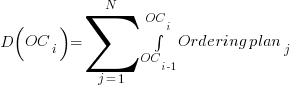 D(OC_i) = sum{j=1}{N}{int{OC_{i-1}}{OC_i}{Ordering plan_j}}