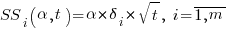 SS_i(alpha,t) = alpha * delta_i * sqrt{t},~i = overline{1,m}